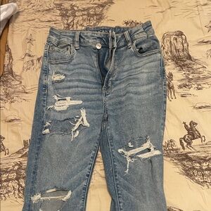 American Eagle Outfitters Light Blue Distressed Flare Jeans